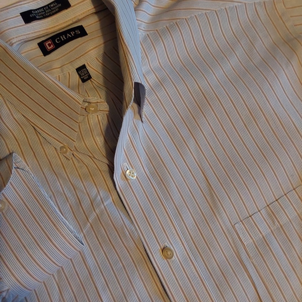 Men's CHAPS Classic Fit Stretch Long Sleeved Button Shirt Size 17 17 1/2 34-35